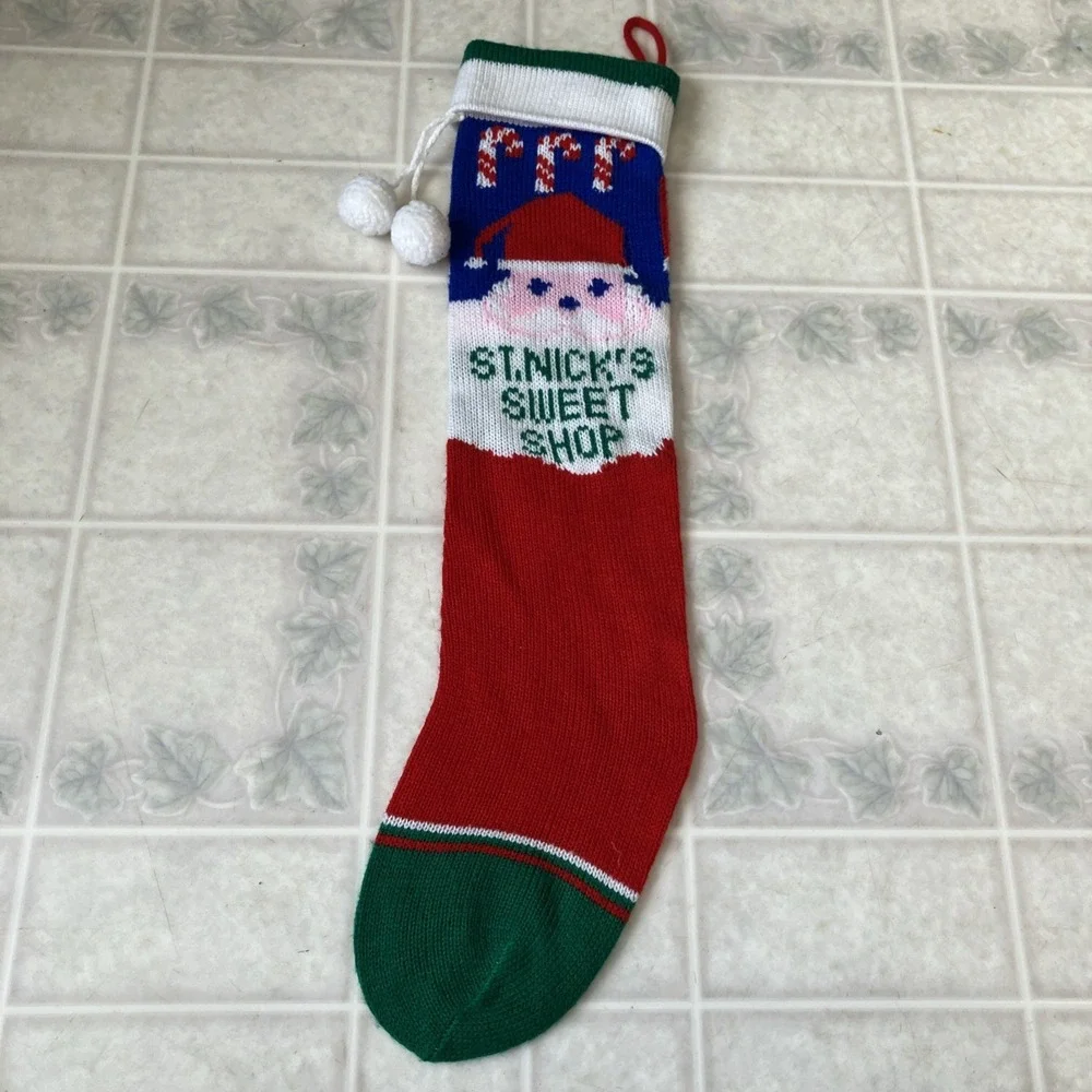 Vintage Knitted  1980s Christmas Stocking St Nick's Sweet Shop ‎ 22